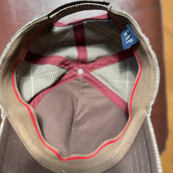 VTG Gap Flannel Woven Deer Ball Cap Brown Plaid Winter Vintage Holiday Country - Picture 7 of 7